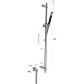 Hotbath Cobber Glijstang 90cm met handdouche Zwart Chroom M307