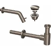 Ink Fonteinkraanset Inbouw Inclusief Waste en Design Sifon Brushed Nickel