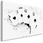 Karo-art Schilderij - Azen in zwart/wit, Speelkaarten, Premium Print