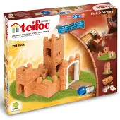 Teifoc Bouwdoos – Kasteel Bouwset – 200 onderdelen – Echte mini Bakstenen met Cement, Kom en Troffel – Bouwpakket voor kinderen vanaf 6 jaar