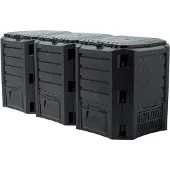 Sans marque Compostsysteem 1200 liter - 3 vaten - Compostsysteem met 3 vaten 1200 L - zwart