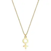 Elli - Halsketting - Dames Curb Chain Venus Hanger Symbool Vrouwelijk in 925 Sterling Zilver Verguld - Dames