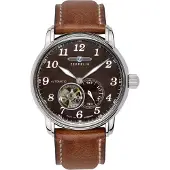 Zeppelin Analoog horloge 'Open Heart' bruin / donkerbruin / zilver