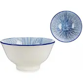 Arte Regal VESSIA Porseleinen kom 16 cm blauw-wit lijnendessin