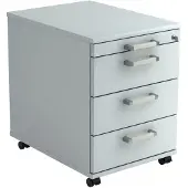Hjh OFFICE PRO SIGNA AC30 CE - Rolcontainer Grijs Hout met 3 lades Chrome metaal handgreep
