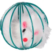 Flamingo - Kattenspeelgoed Speelbal en Bontmuis - Multicolour - 6 cm