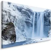 Karo-art Schilderij - Waterval in de winter, premium print