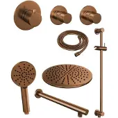 Brauer Copper Edition complete inbouw regendouche met 3 standen handdouche, rechte wandarm, glijstang en hoofddouche 30cm set 20 koper geborsteld PVD