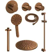 Brauer Thermostatisch Inbouwdoucheset Copper 30cm Hoofddouche Plafondarm 3 Standen Handdouche op Glijstang Koper