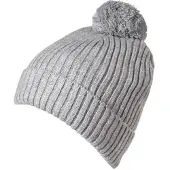 Sarlini muts met pompon grijs Meisjes Viscose Effen - maat 4-8 jaar