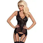 Obsessive Emperita - lingerieset - kanten top en string - zwart - L/XL
