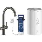 GROHE Red 3-in-1 kokendwaterkraan - C Keukenkraan met 4L boiler met kalkfilter - Mat antraciet