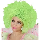 Finidi Clown pruik neon groen voor volwassenen