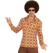 E-Carnavalskleding.nl Groovy 70's heren shirt pinkprint (multicolor, S/M)
