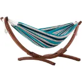 VIVERE Sunbrella tweepersoons hangmatset (Kleur: wit/lichtblauw)
