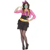 E-Carnavalskleding.nl 80's groupie meisje (zwart en hotpink, S)