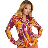 Widmann Jaren 70 discoshirt Groovy Orchidee