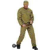 Widmann - Boef Kostuum - Gevangene Zwart-Geel Kostuum Man - geel,zwart - Small - Carnavalskleding - Verkleedkleding