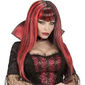 E-Carnavalskleding.nl Vampieren pruik rood zwart