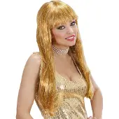 Finidi Gemma glitter pruik met gouddraadje