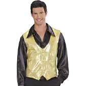 E-Carnavalskleding.nl Gilet pailletten goud (goud, L)