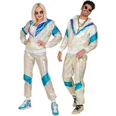Widmann 80's trainingspak Hologram (zilver, blauw en paars, XL)