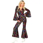 Finidi Disco 70's jumpsuit vrouw draai (multicolor, S)