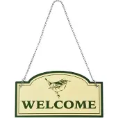 Esschert Design Wanddecoratie Welcome 20 X 11 Cm Aluminium Geel