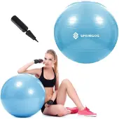 Springos Fitness Bal | Zitbal | Yoga Bal | Fitness | Lichtblauw | Inclusief Pomp | 55 cm