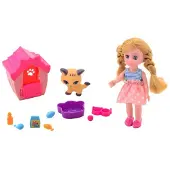 Johntoy tienerpop blond haar + huisdier 9 delig
