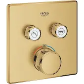 GROHE Inbouwkraan Grohtherm Smart Control Thermostaatkraan met 3-weg Omstelling Vierkant Cool Sunrise Geborsteld