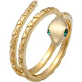 Elli Ring 'Pinky Snake' goud / smaragd