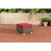 CLP Polyrattan hocker Bilbao / Madeira grijs gevlekt robijnrood