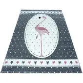Muratap Kids flamingo vloerkleed kinderkamer grijs laagpolig- 160x230 cm