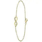 Lucardi Dames Armband infinity met zirkonia - Echt Zilver - Armband - Cadeau - 18 cm - Goudkleurig