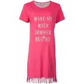 Irresistible Dames Nachthemd - 100% Katoen - Franjes - Roze - Maat L