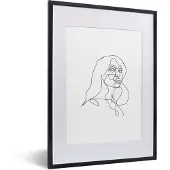 PosterMonkey Fotolijst incl. Poster - Line art - Vrouw - Gezicht - 30x40 cm - Posterlijst