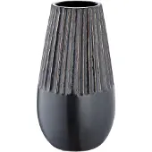 Gilde Strips Keramische Vaas – Zwart – Boho – 25 x 14 cm