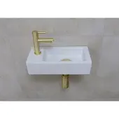 Mueller Mini Rhea 36x18x9cm fonteinset mat wit met gouden kraan links