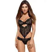 Obsessive - body - kanten bloemenmotief - zwart - L/XL