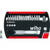 Wiha Bitset XLSelector Standard 25 mm assorti 18-delig met bitratel 1/4" C6,3 - 36951