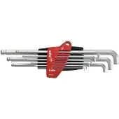 Wiha Stiftsleutelset | in ProStar houder | Zeskantkogelkop met kort been | 10-delig | mat verchroomd | in blister - 35481