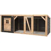 Voldux Milan XL - Kippenhok met ren - Naturel - zwart - 342x130x132 cm