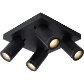 Lucide TAYLOR - Plafondspot Badkamer - LED Dim to warm - GU10 (MR16) - 4x5W 2200K/3000K - IP44 - Zwart