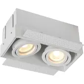 Lucide Inbouwspot Trimless, 2-lamps, wit dimbaar, wit / opaal, Woon-/ Eetkamer, Aluminium, inbouwspot