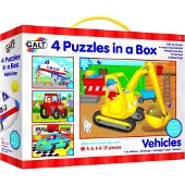 Galt legpuzzel 4-in-1 Voertuigen 4-6-8-12 stukjes