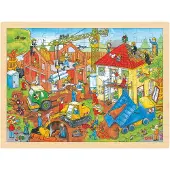 Goki Puzzel - Bouwwerf - 96 stukjes - 40x30x0,8cm - Hout - 3+