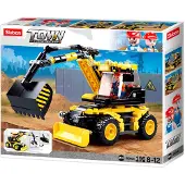 Sluban Town Graafmachine Bouwplaats bouwspeelgoed kinderen vanaf 8 jaar – Constructiespeelgoed bouwdoos met 196 bouwstenen – M38-B0805