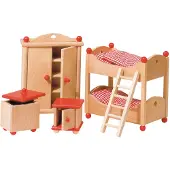 Goki - Poppenhuismeubeltjes serie 2: Kinderkamer 4-delig - Hout