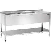 Bartscher Spoeltafel 700, 2 spoelbakken Links, 180(B)x70(D)x85(H)cm